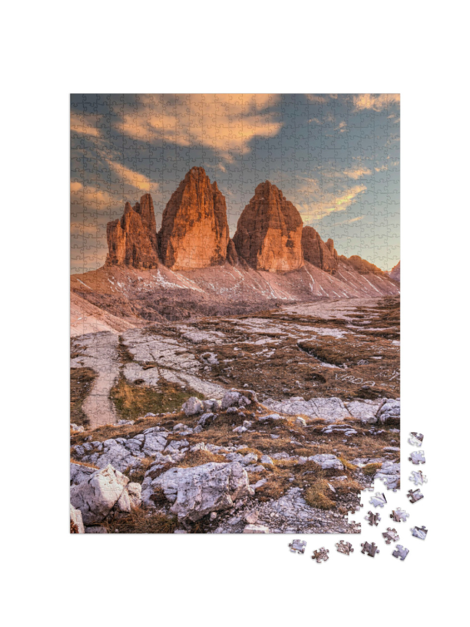 Puzzle de 1000 pièces « Les Trois Cimets le soir, Tyrol du Sud, Italie »