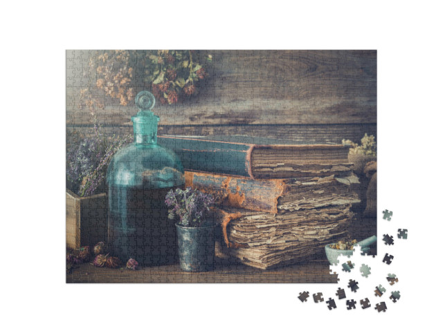 Puzzle de 1000 pièces « Le savoir des herbes dans les livres anciens »