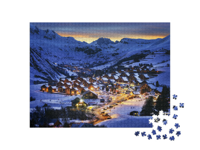 Puzzle de 1000 pièces « Paysage du soir dans les Alpes françaises, Saint jean d'Arves, France »
