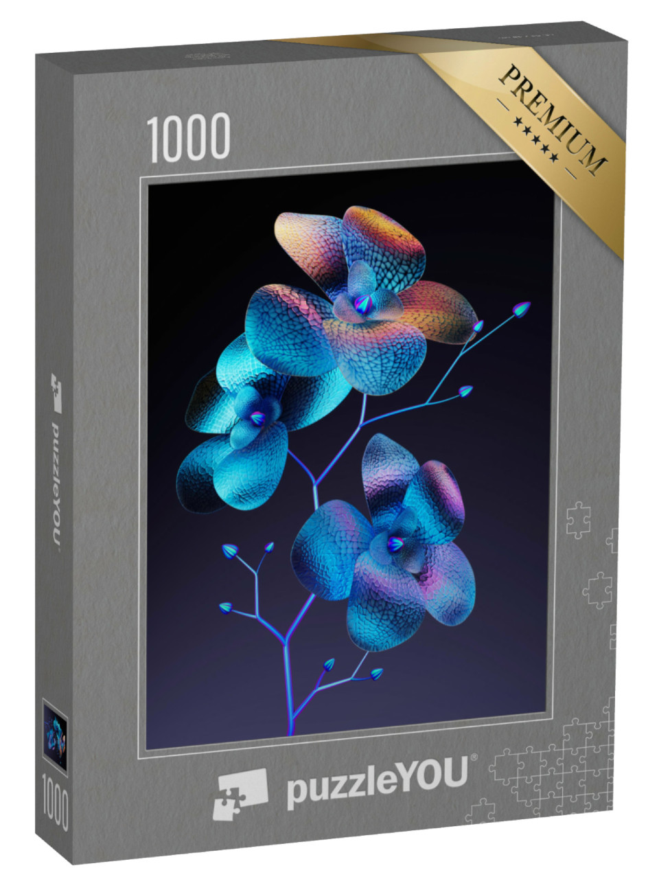 Puzzle de 1000 pièces « Fleur sur fond noir »