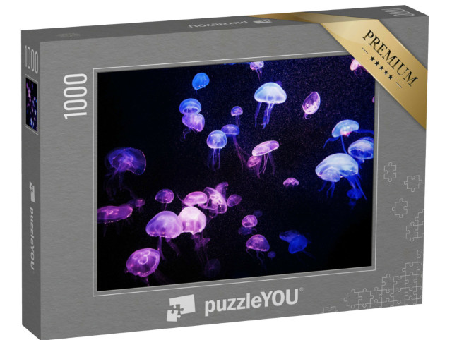 Puzzle de 1000 pièces « Réflexion de lumière translucide sur les méduses »