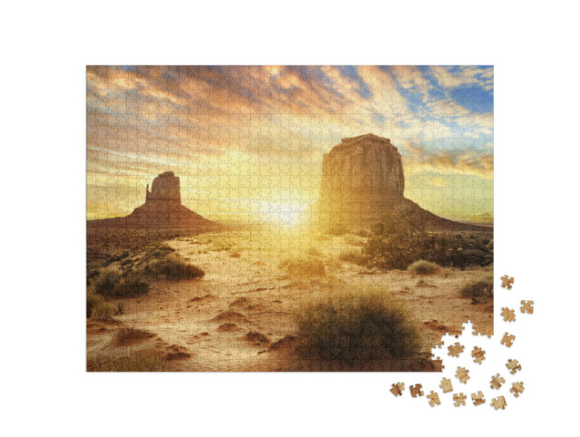 Puzzle de 1000 pièces « Coucher de soleil à Monument Valley, États-Unis »