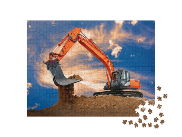 Puzzle de 1000 pièces « Pelleteuse au travail sur un chantier »