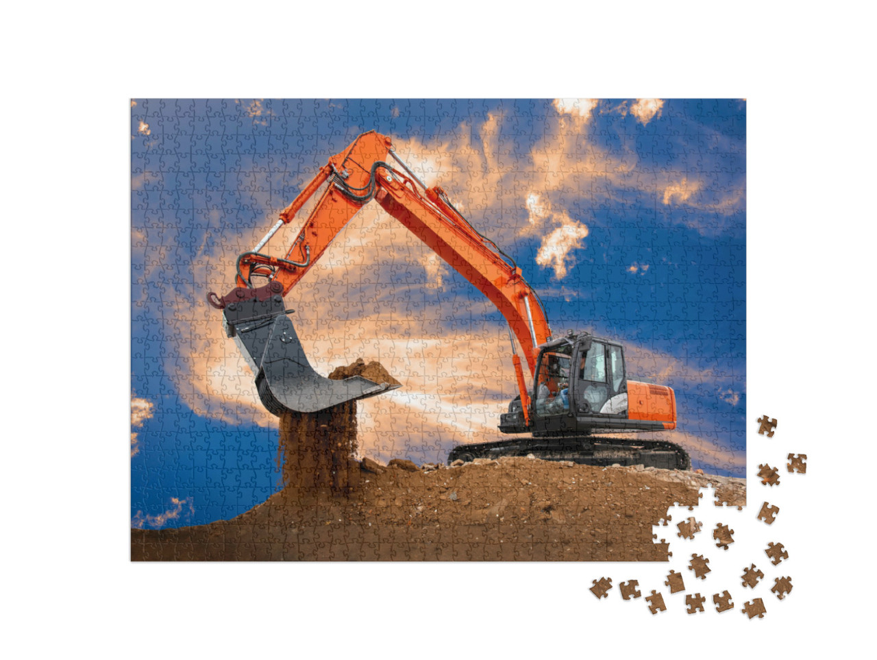 Puzzle de 1000 pièces « Pelleteuse au travail sur un chantier »