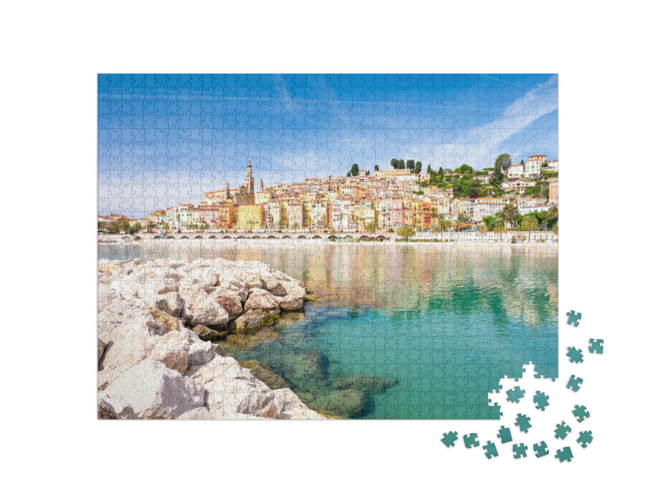 Puzzle de 1000 pièces « Ville colorée de Menton sur la Côte d'Azur dans le sud de la France »