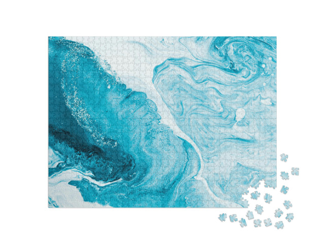 Puzzle de 1000 pièces « Texture de marbre bleu avec du blanc »