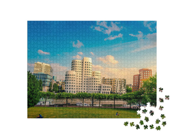 Puzzle de 1000 pièces « Vue sur le port des médias sur le Rhin, Düsseldorf, Allemagne »