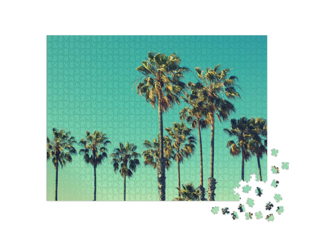 Puzzle de 1000 pièces « Palmiers sur la plage de Santa Monica »