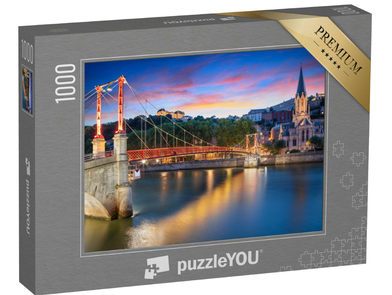 Puzzle de 1000 pièces « Lyon . Vue de la ville de Lyon, France, au coucher du soleil. »