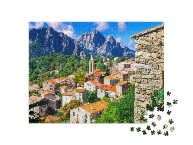 Puzzle de 1000 pièces « Evisa : un village de montagne pittoresque en Corse »