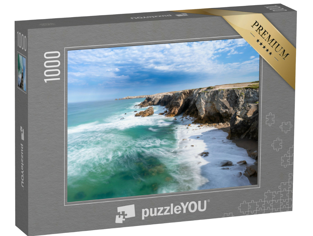 Puzzle de 1000 pièces « Beau littoral de Quiberon en Bretagne, France »