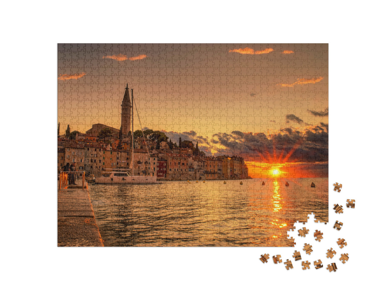 Puzzle de 1000 pièces « Coucher de soleil sur Rovinj, sur la côte adriatique croate »
