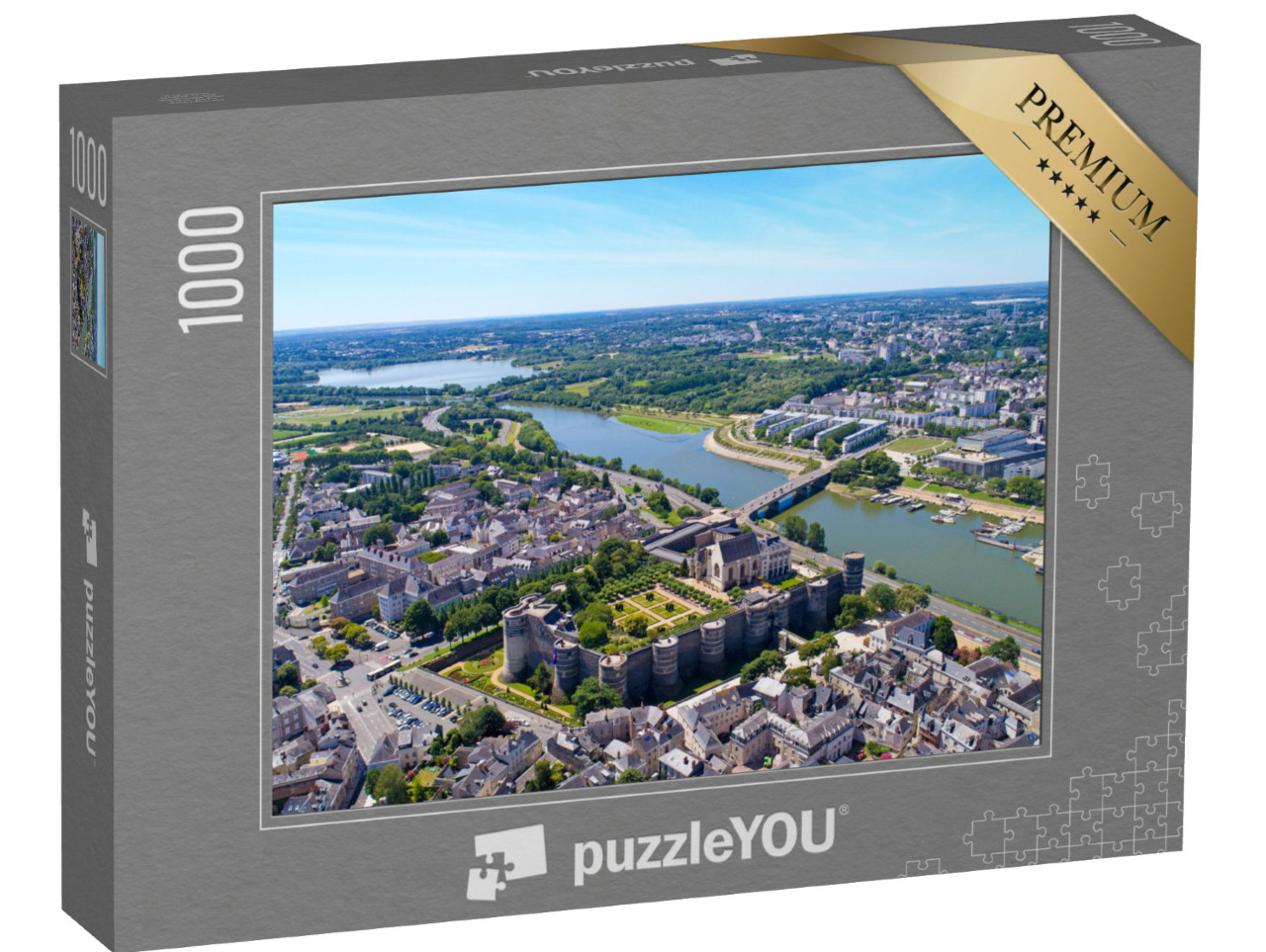 Puzzle de 1000 pièces « Vue aérienne du château des ducs d'Anjou dans la ville d'Angers, Maine et Loire, France »