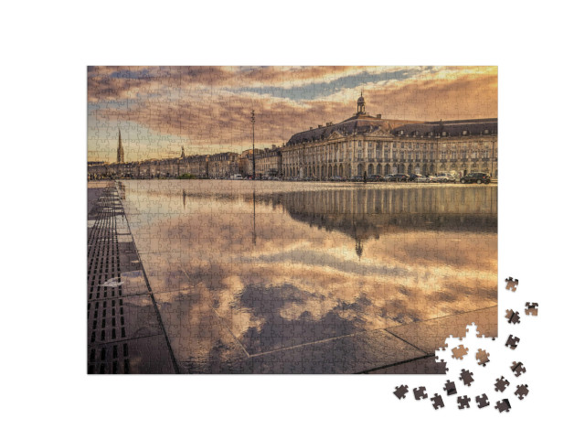 Puzzle de 1000 pièces « Coucher de soleil sur la place de Bordeaux (France) »