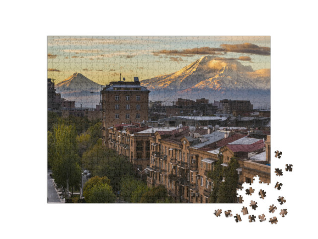 Puzzle de 1000 pièces « La ville d'Erevan et le majestueux mont Ararat, Arménie »