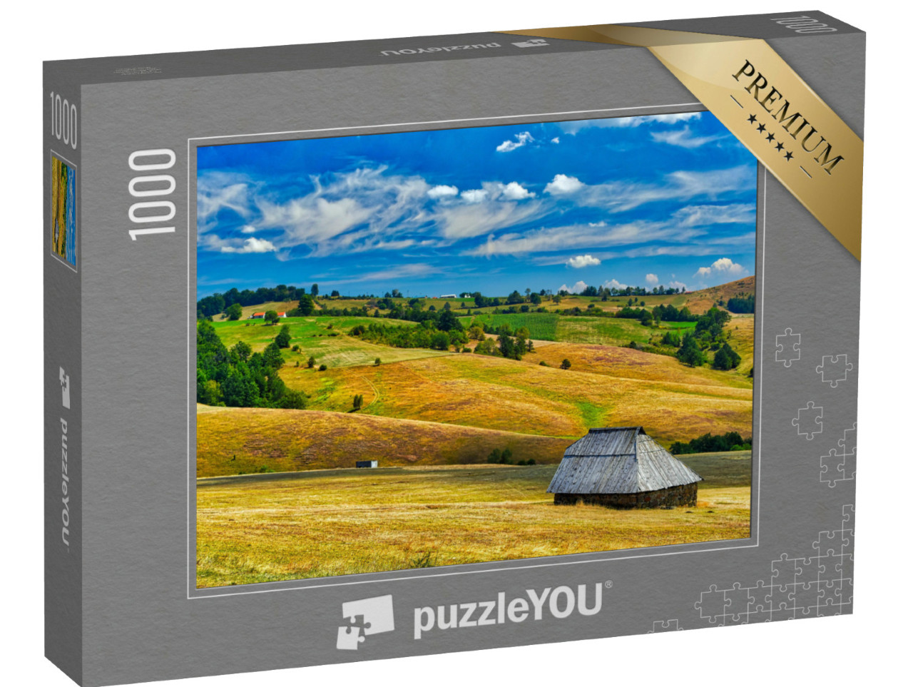 Puzzle de 1000 pièces « Ferme dans les champs, Zlatibor, Serbie »