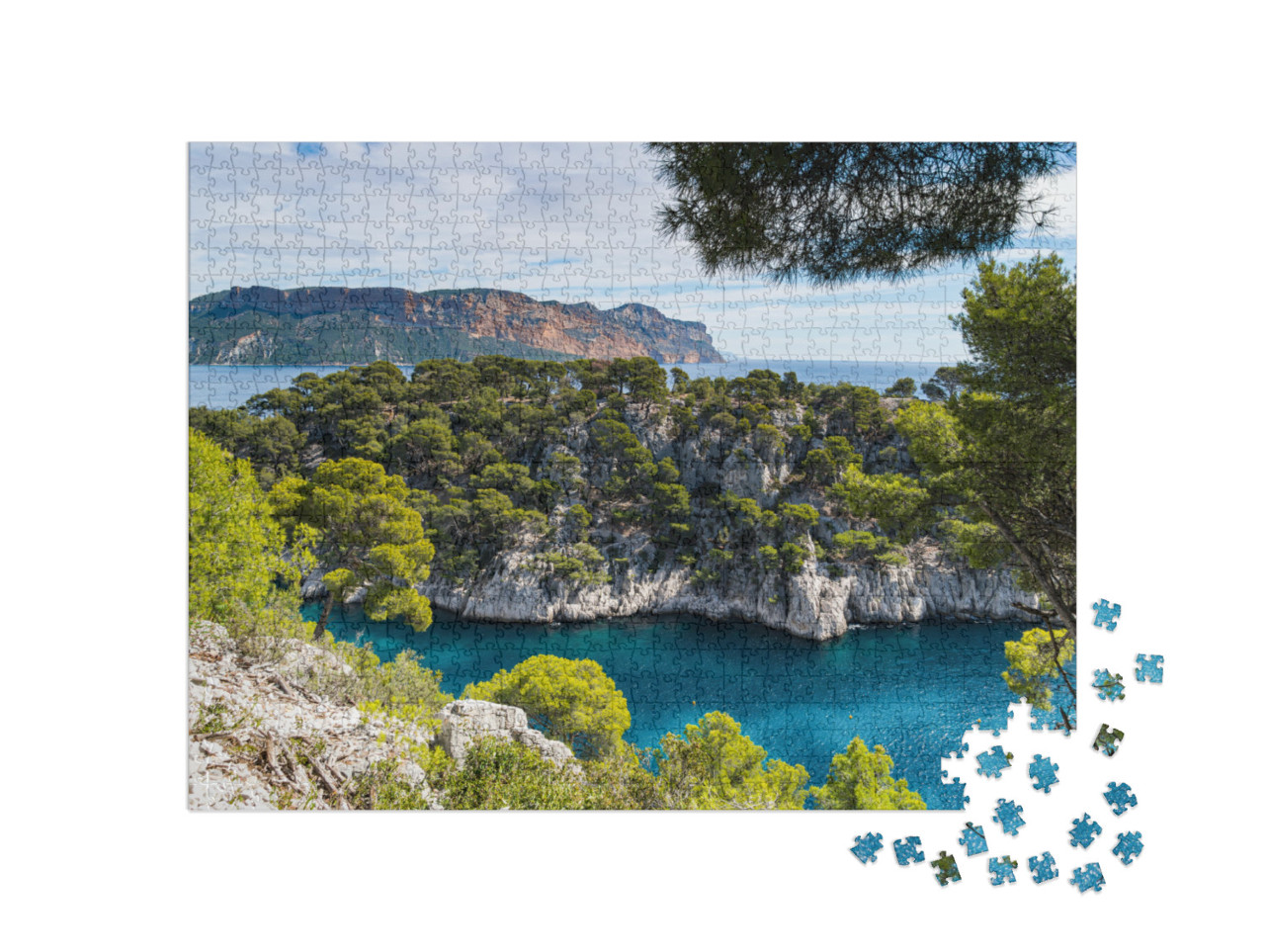 Puzzle de 1000 pièces « Fjords français, Parc national des Calanques, Calanque d'En Vau, Cassis, Côte de Provence »