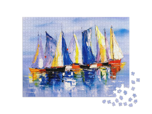Puzzle de 1000 pièces « Peinture à l'huile : voilier »