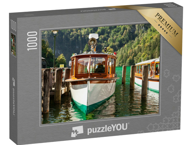 Puzzle de 1000 pièces « Bateaux de tourisme électriques sur le magnifique lac Königssee, Bavière »