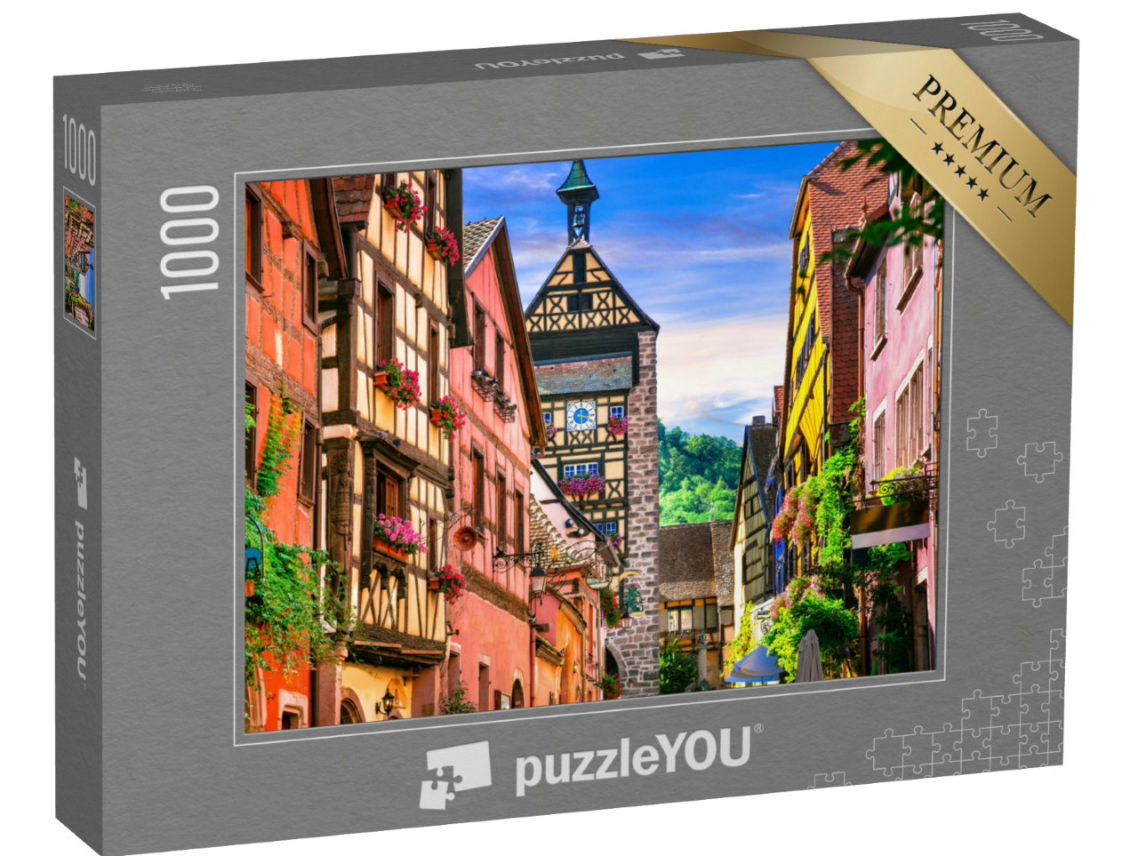 Puzzle de 1000 pièces « Les plus beaux villages de France - Riquewihr en Alsace. Célèbre route des vins et "route romantique". »