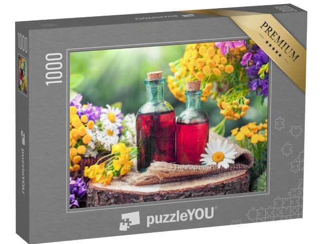 Puzzle de 1000 pièces « Teintures d'herbes médicinales et de fleurs sauvages »