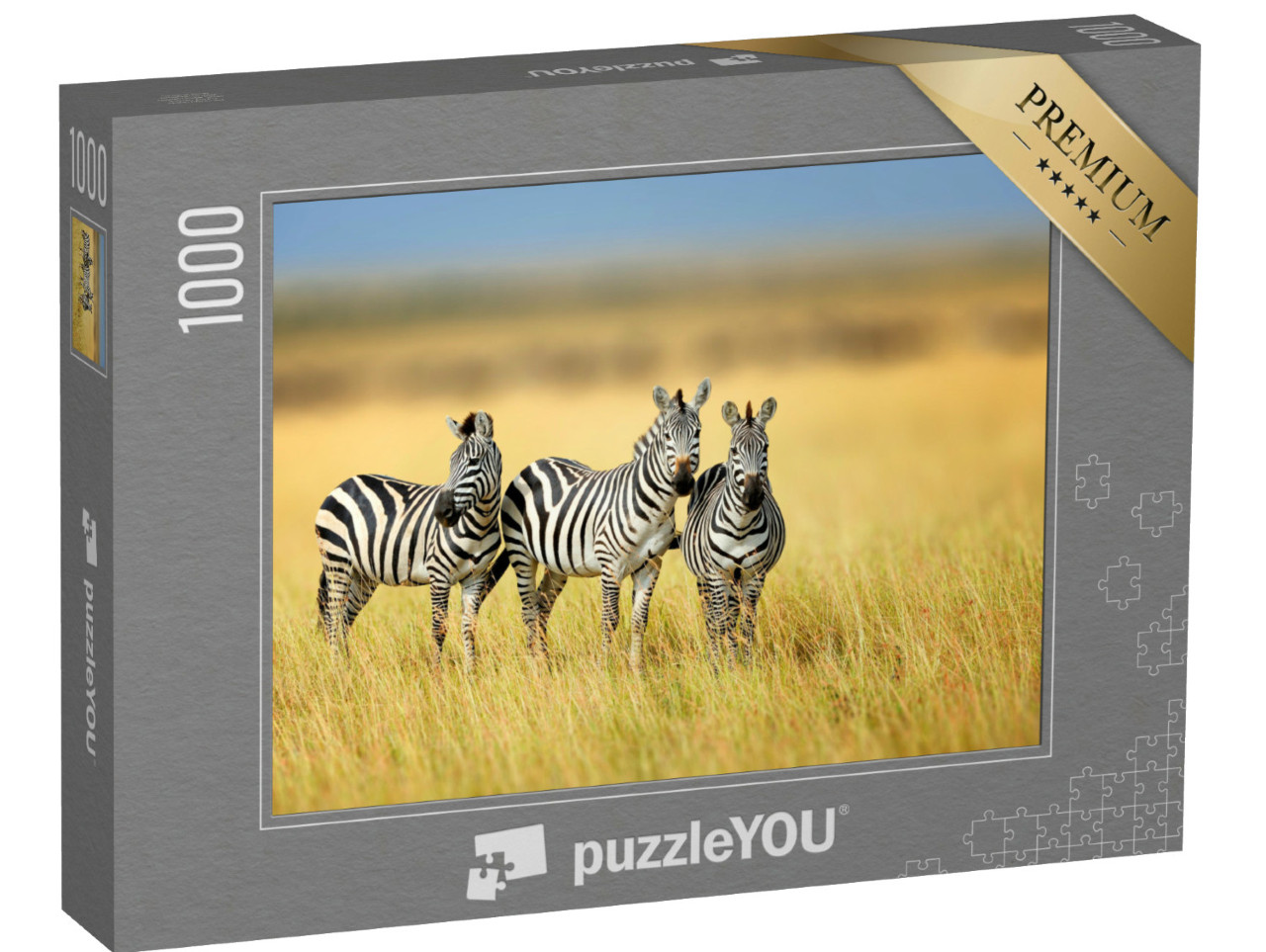 Puzzle de 1000 pièces « Trois zèbres dans le parc national du Kenya »