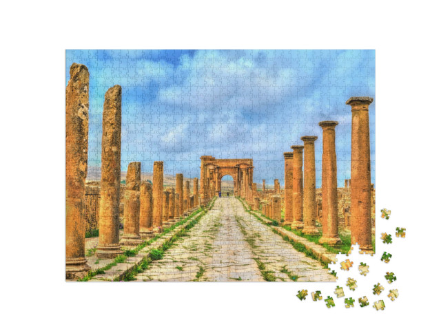 Puzzle de 1000 pièces « Ville en ruines de Timgad, patrimoine culturel de l'UNESCO en Algérie »