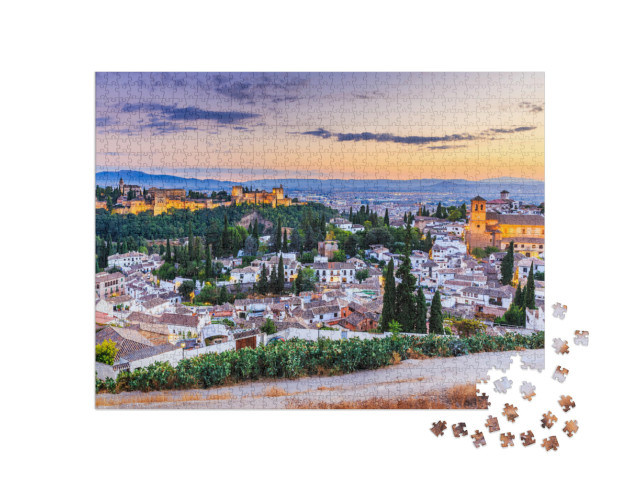 Puzzle de 1000 pièces « L'Alhambra au crépuscule, Grenade, Espagne »