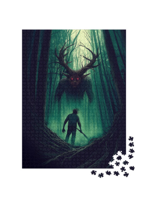 Puzzle de 1000 pièces « Wendigo dans la forêt hantée »