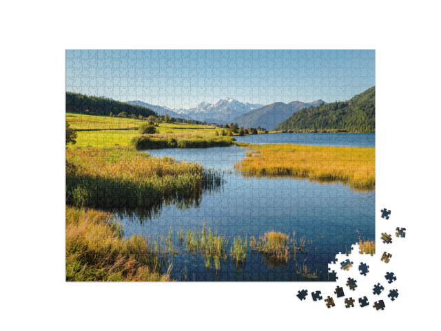 Puzzle de 1000 pièces « Passage de la frontière austro-italienne et du col du Reschenpass »