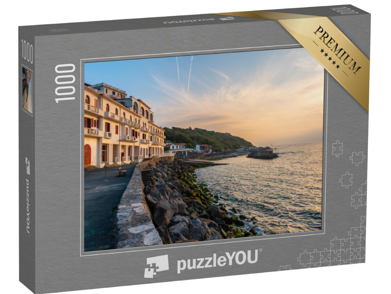 Puzzle de 1000 pièces « Coucher de soleil sur la plage de Guethary dans la province de Lapurdi »