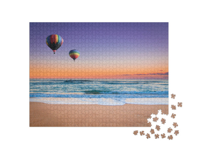 Puzzle de 1000 pièces « Montgolfière au-dessus de la plage de Nouvelle-Galles du Sud, Australie »