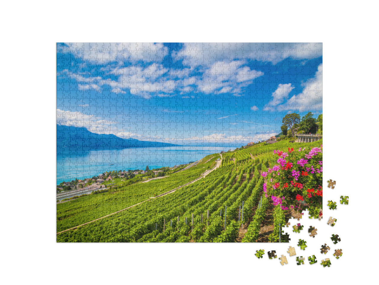 Puzzle de 1000 pièces « Vignobles en terrasses de Lavaux, patrimoine mondial de l'UNESCO, Suisse »