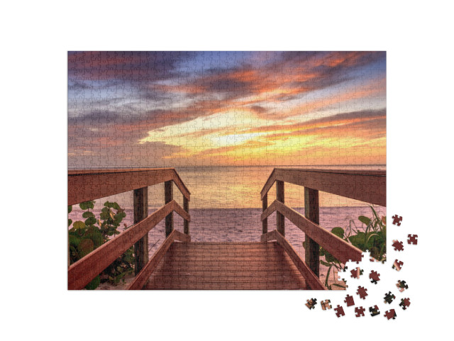 Puzzle de 1000 pièces « Coucher de soleil sur la côte de Naples, Floride »