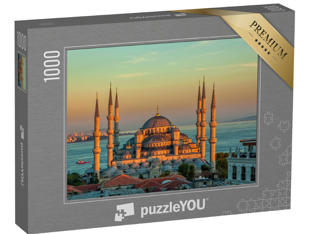 Puzzle de 1000 pièces « La Mosquée bleue au coucher du soleil, Istanbul »
