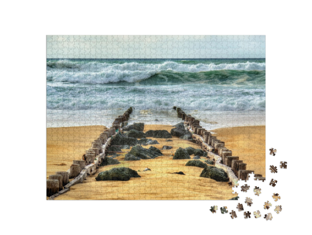 Puzzle de 1000 pièces « Plage au bord de l'Atlantique près de Seignosse - France, Aquitaine »