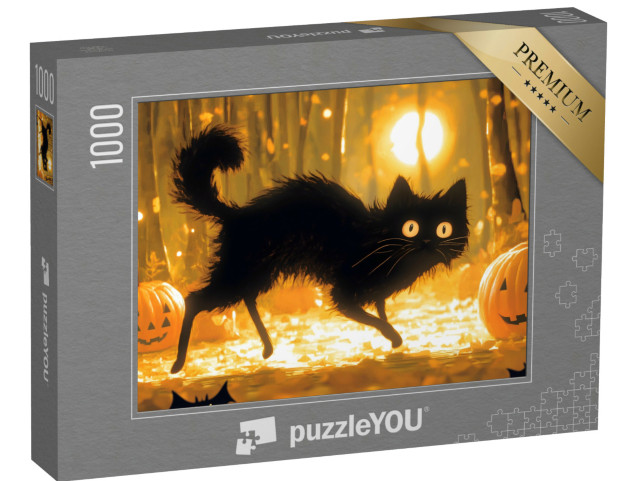 Puzzle de 1000 pièces « Chat dans la nuit d'Halloween »