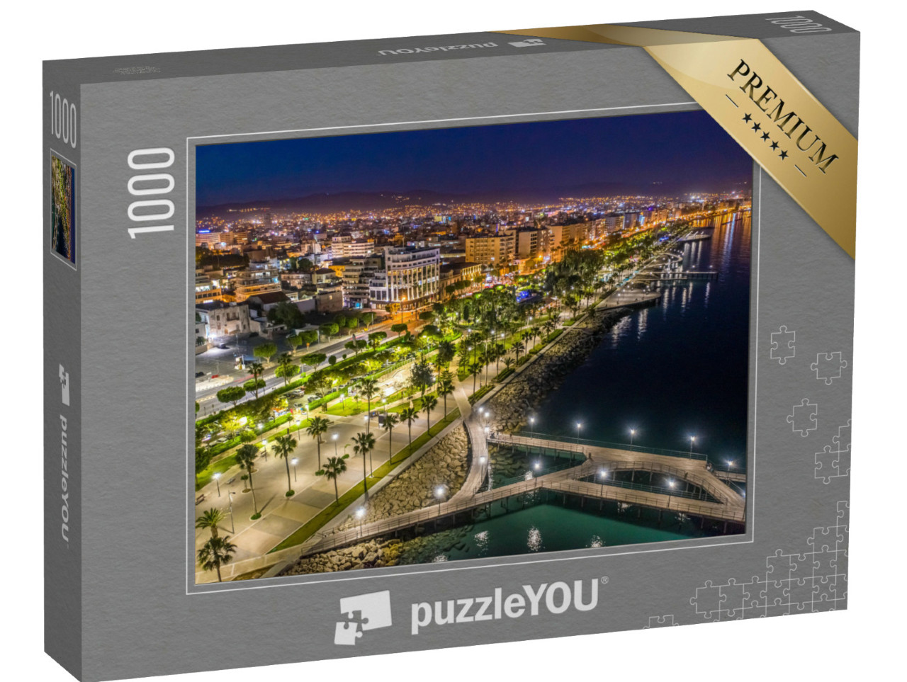 Puzzle de 1000 pièces « Promenade de Limassol la nuit, Chypre »