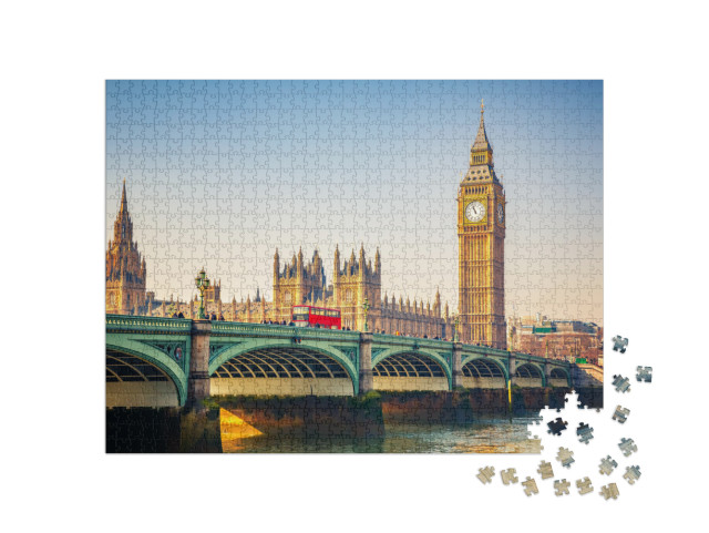 Puzzle de 1000 pièces « Des monuments célèbres dans le monde entier : Big Ben et le pont de Westminster à Londres »