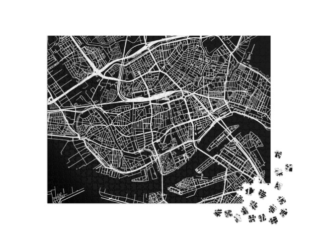 Puzzle de 1000 pièces « Plan de la ville de Rotterdam, Pays-Bas »