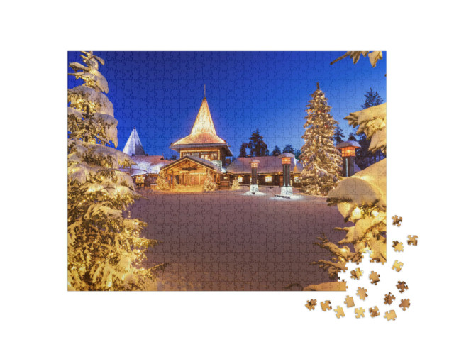 Puzzle de 1000 pièces « Village du Père Noël à Rovaniemi en Laponie en hiver, Finlande »