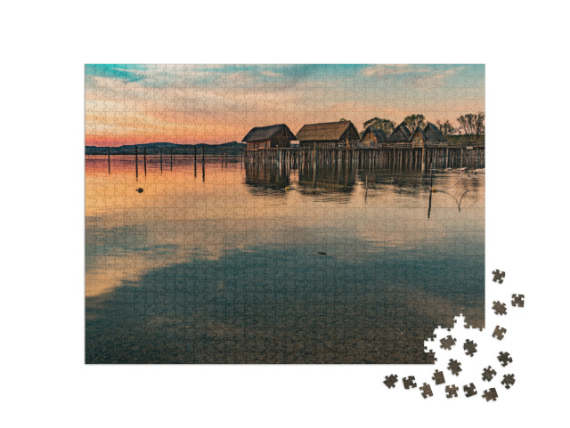 Puzzle de 1000 pièces « Sites lacustres à Unteruhldingen au bord du lac de Constance »