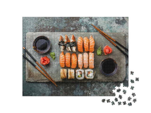 Puzzle de 1000 pièces « Set de sushi Sashimi et rouleaux de sushi »