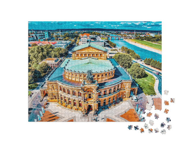 Puzzle de 1000 pièces « Vue impressionnante sur l'opéra Semper, Dresde, Allemagne »