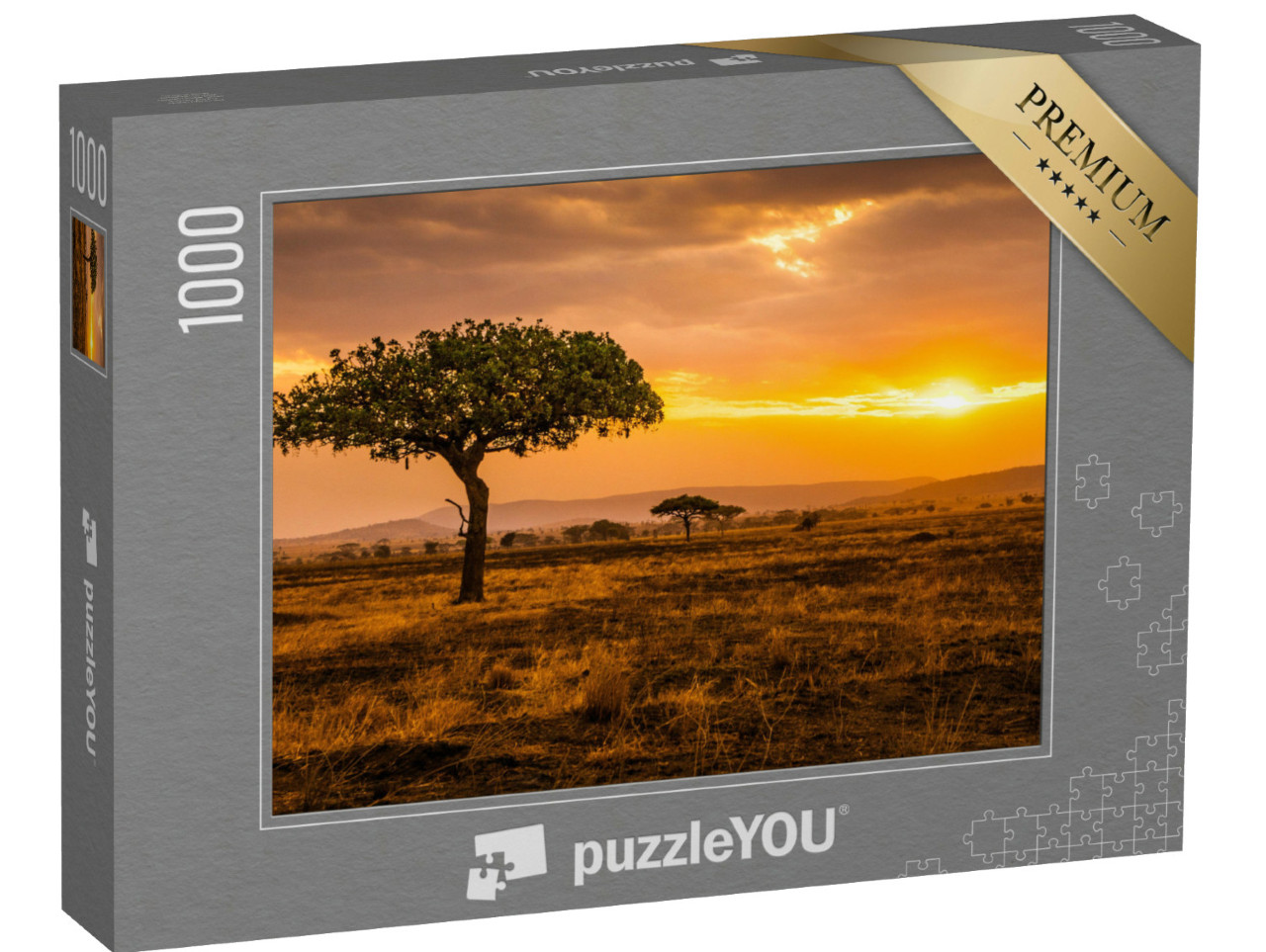 Puzzle de 1000 pièces « Coucher de soleil doré dans le Serengeti, Kenya »