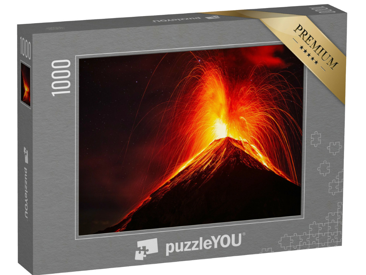 Puzzle de 1000 pièces « Eruption nocturne du Volcan de Feu, Guatemala »