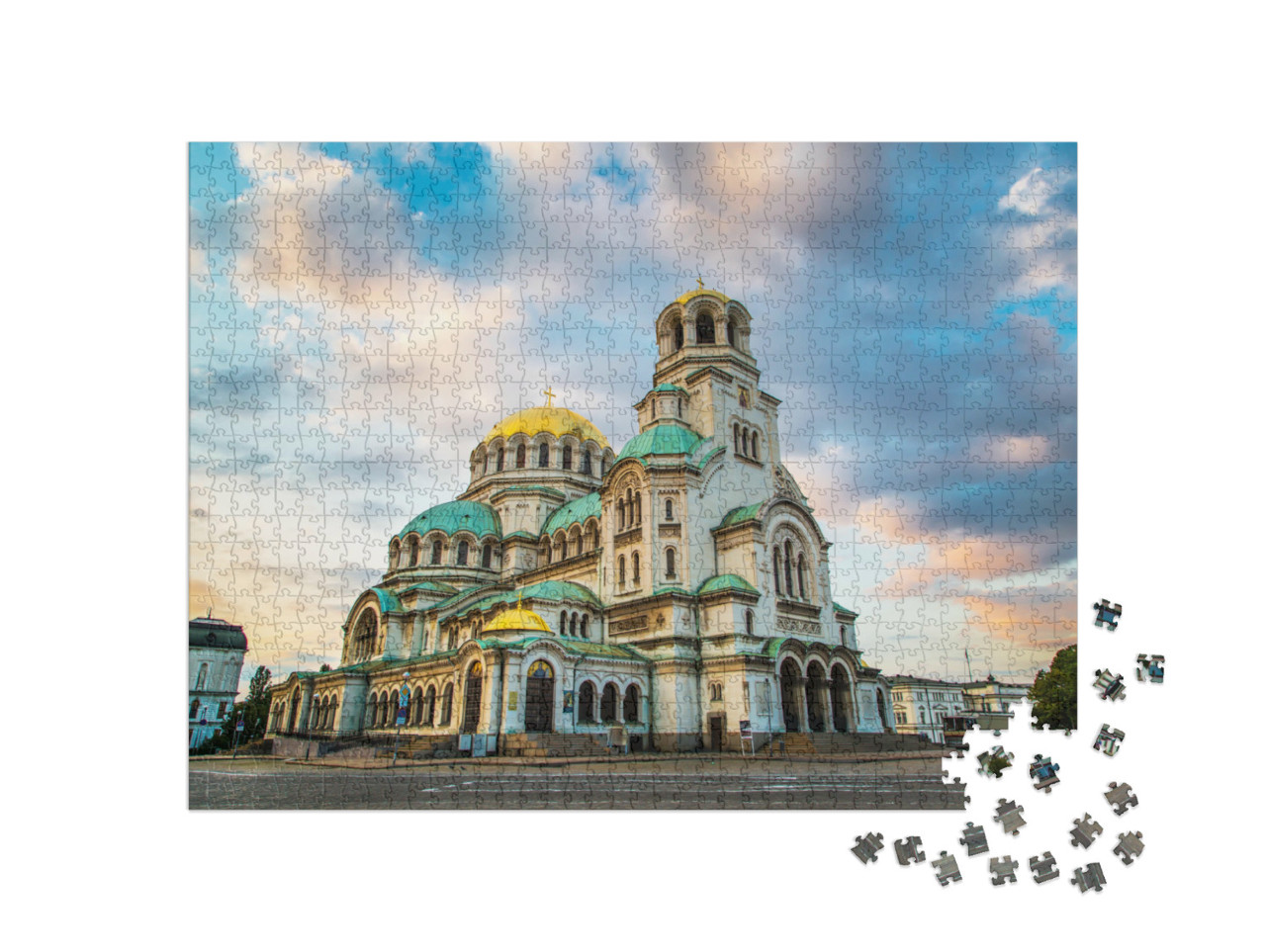 Puzzle de 1000 pièces « Cathédrale Saint-Alexandre-Nevski, centre-ville de Sofia, Bulgarie »