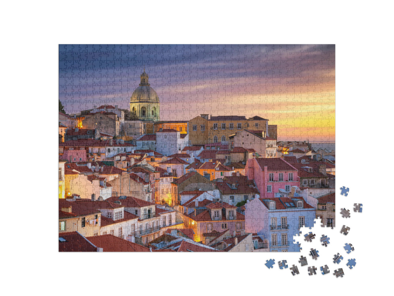 Puzzle de 1000 pièces « Lever de soleil sur Lisbonne, capitale du Portugal »