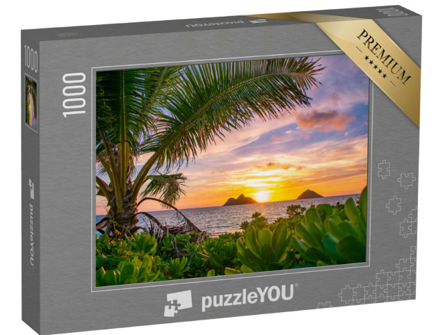 Puzzle de 1000 pièces « Magnifique lever de soleil tropical sur la plage de Lanikai, Oahu, Hawaï »