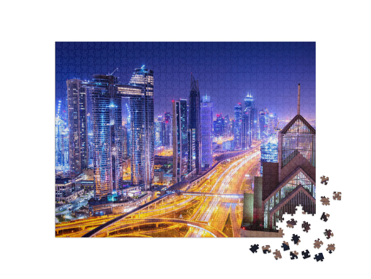 Puzzle de 1000 pièces « Le centre-ville de Dubaï la nuit »